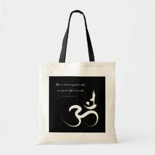 Bolsa Tote Simples Zen Yoga Om Calliografia Logotipo Silhouet