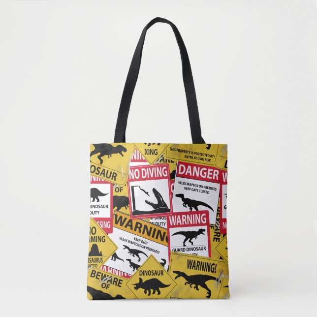 Bolsa Tote Sinais de precaução do dinossauro (Frente)