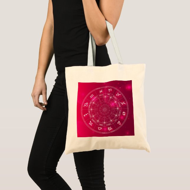 Bolsa Tote Sinais estelares da roda de astrologia (Frente (produto))