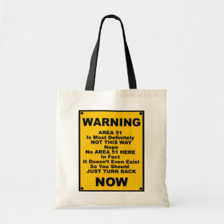 Bolsa Tote Sinal de aviso da paródia do ~ da área 51