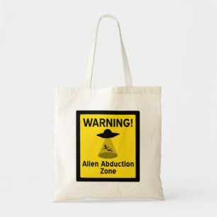 Bolsa Tote Sinal de Aviso da Zona de Abdução de Alienígena