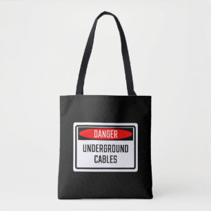 Bolsa Tote Sinal de Cabos Subterrâneos do Perigo