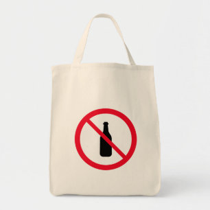 Bolsa Tote Sinal de Círculo Vermelho sem Álcool   Saco de Tot