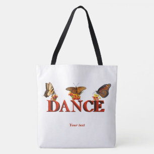 Bolsa Tote Sinal de dança personalizado com borboletas
