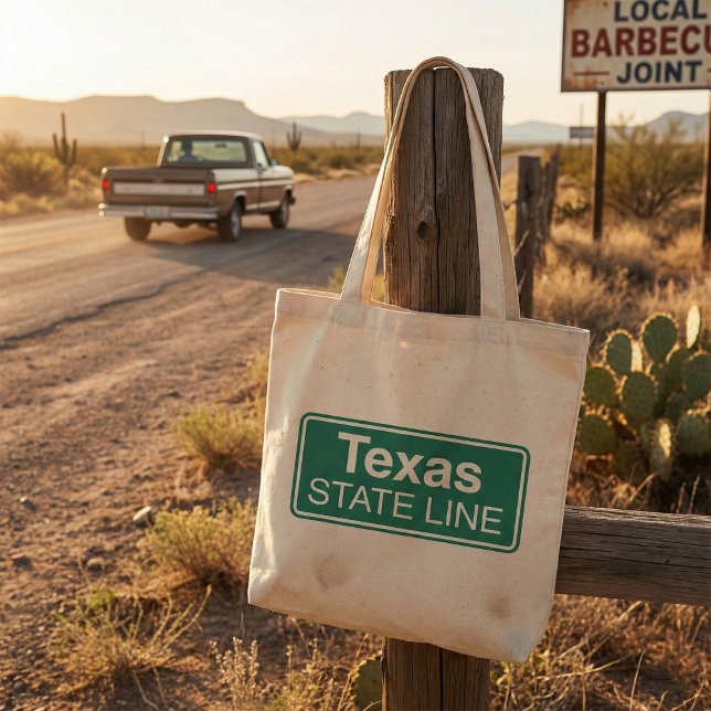 Bolsa Tote Sinal de Estrada do Texas State Line (Criador carregado)