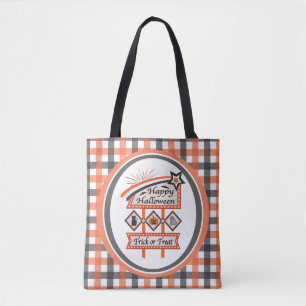 Bolsa Tote Sinal de Halloween Vintage Retro –Placa de Tricoto