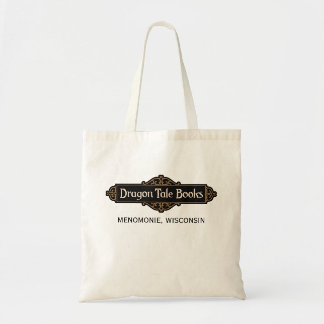 Bolsa Tote Sinal de Livros de Dragão (Frente)