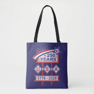 Bolsa Tote Sinal de Marquee do 250º Aniversário Retro EUA 177