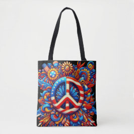 Bolsa Tote Sinal de paz 4 de julho-Dia da Independência-Patri