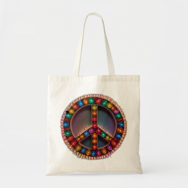 Bolsa Tote sinal de paz acendido com luzes (Frente)