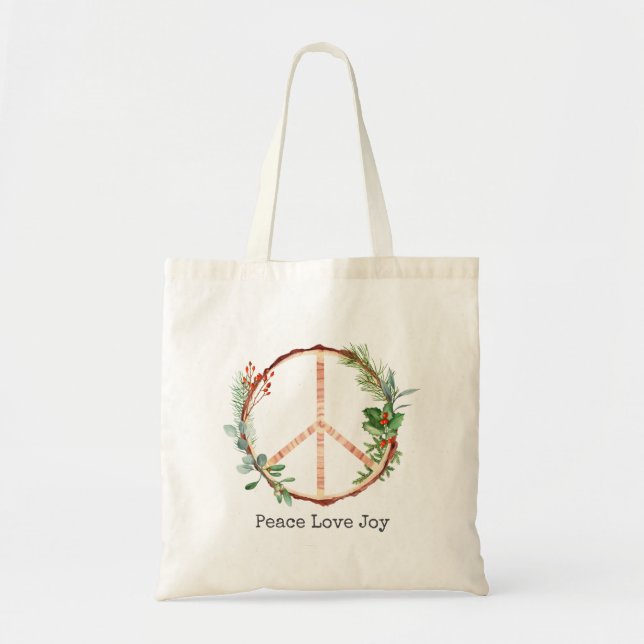 Bolsa Tote Sinal de Paz Amar Alegria Natal (Frente)