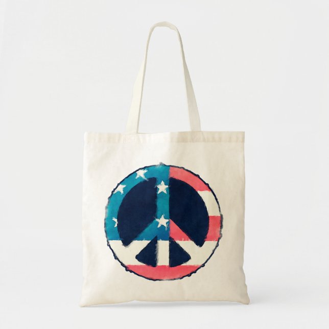 Bolsa Tote Sinal de Paz Americano grunge (Frente)