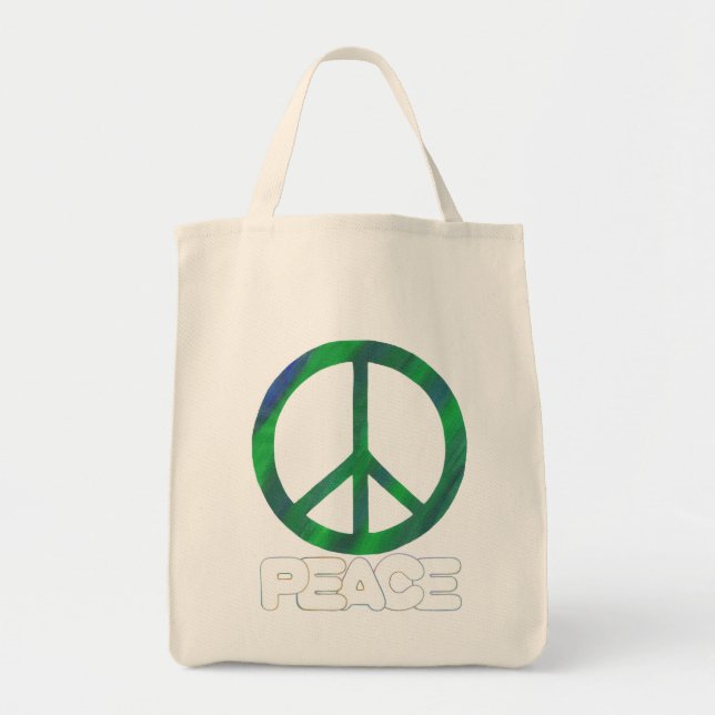 Bolsa Tote Sinal de paz com texto do esboço, sacolas (Frente)