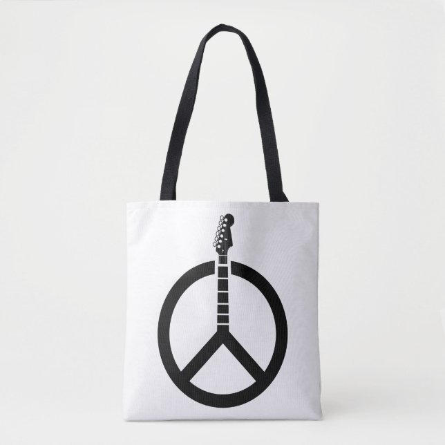 Bolsa Tote Sinal de Paz da Guitarra (Frente)