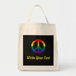 Bolsa Tote Sinal de paz de bandeira LGBT