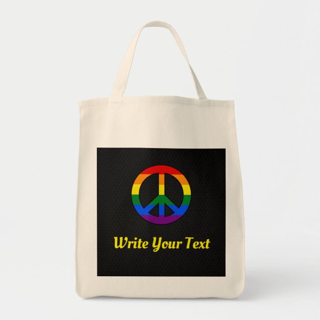 Bolsa Tote Sinal de paz de bandeira LGBT (Frente)