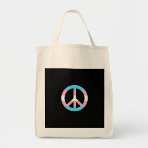 Bolsa Tote Sinal de paz de bandeira transexual