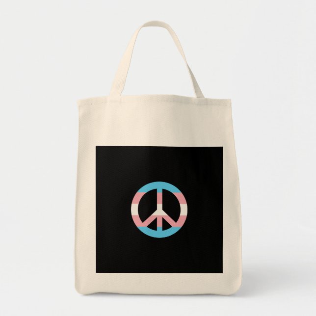 Bolsa Tote Sinal de paz de bandeira transexual (Frente)
