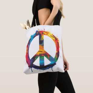 Bolsa Tote Sinal de Paz do Grafite Arco-Íris