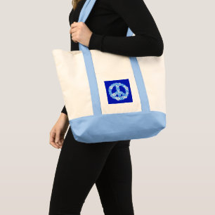 Bolsa Tote Sinal de Paz em Azul