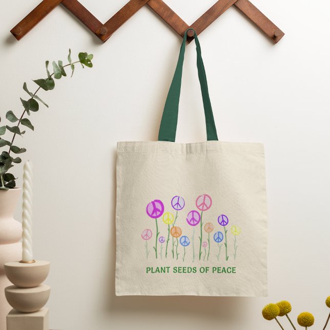 Bolsa Tote Sinal de Paz Flores Tote Bag (Criador carregado)