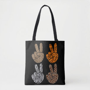 Bolsa Tote Sinal de Paz Fofo Estampa Animal Menino Pequeno Re