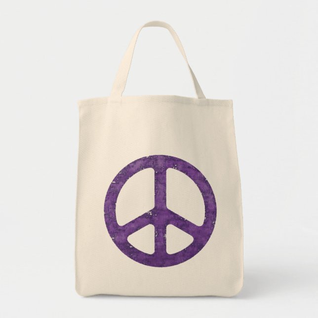 Bolsa Tote Sinal de paz roxo afligido (Frente)