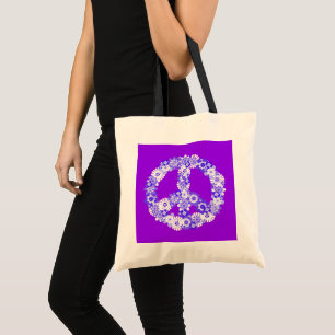 Bolsa Tote Sinal de Paz Roxo Floral