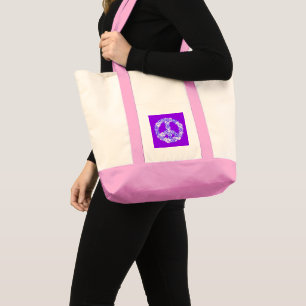 Bolsa Tote Sinal de Paz Roxo Floral