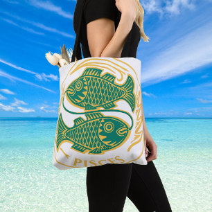 Bolsa Tote Sinal de peixes do Zodiac em um