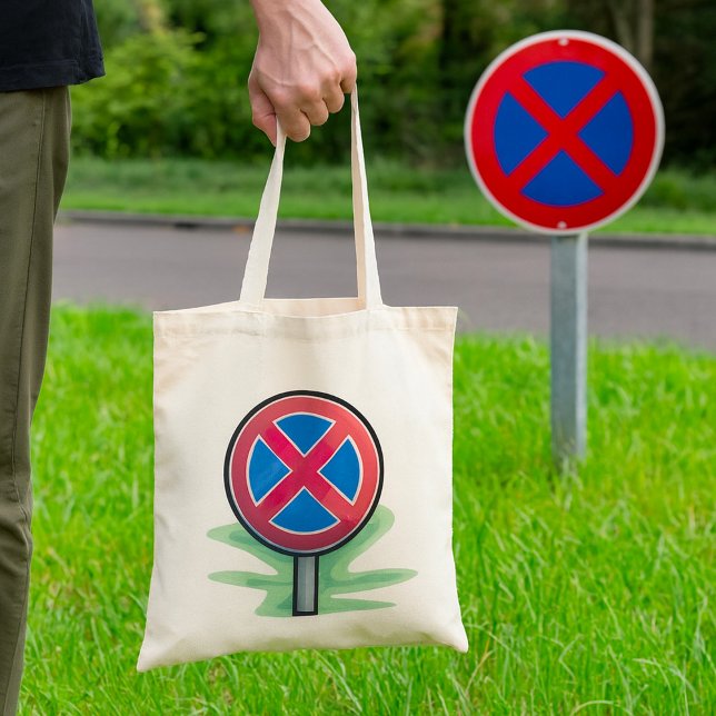 Bolsa Tote Sinal de Trânsito Vermelho Azul Proibido Estaciona (Criador carregado)