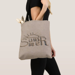Bolsa Tote Sinal de verão gravado na areia da praia