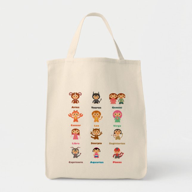 Bolsa Tote Sinal de Zodíaco para Crianças (Frente)