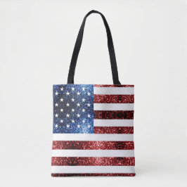 Bolsa Tote Sinalizador americano vermelho e azul brilha