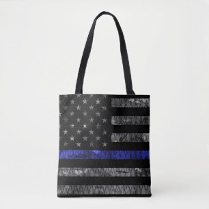 Bolsa Tote Sinalizador de Linha Azul Fino da Polícia