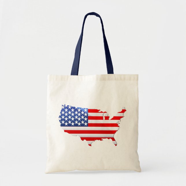 Bolsa Tote Sinalizador de Mapa Patriótico dos EUA (Frente)