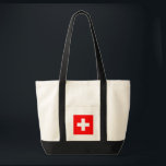 Bolsa Tote sinalizador de suiça<br><div class="desc">A bandeira da Suiça (alemã: Schweizerfahne; francesa: drapeau de la Suisse; italiana: bandiera svizzera; Romansh: bandiera de la Svizra) exibe uma cruz branca no centro de um campo vermelho quadrado. A cruz branca é conhecida como a cruz suíça.</div>