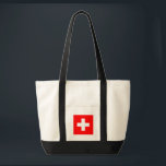 Bolsa Tote sinalizador de suiça<br><div class="desc">A bandeira da Suiça (alemã: Schweizerfahne; francesa: drapeau de la Suisse; italiana: bandiera svizzera; Romansh: bandiera de la Svizra) exibe uma cruz branca no centro de um campo vermelho quadrado. A cruz branca é conhecida como a cruz suíça.</div>