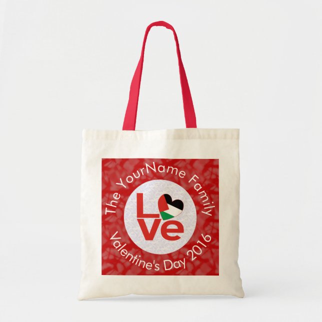Bolsa Tote Sinalizador do AMOR Vermelho Palestiniano Personal (Frente)