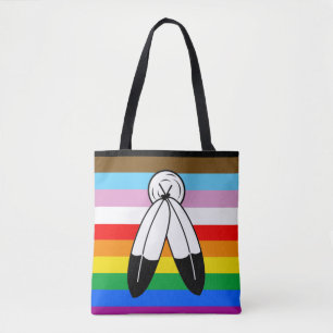 Bolsa Tote Sinalizador do Orgulho de Progresso LGBTQ+ com Doi
