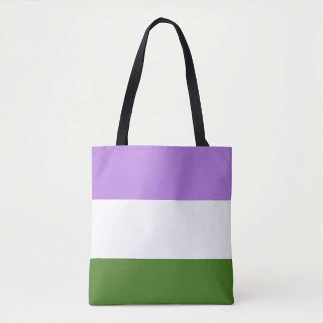 Bolsa Tote Sinalizador do Orgulho do Genderqueer LGBTQ (Frente)