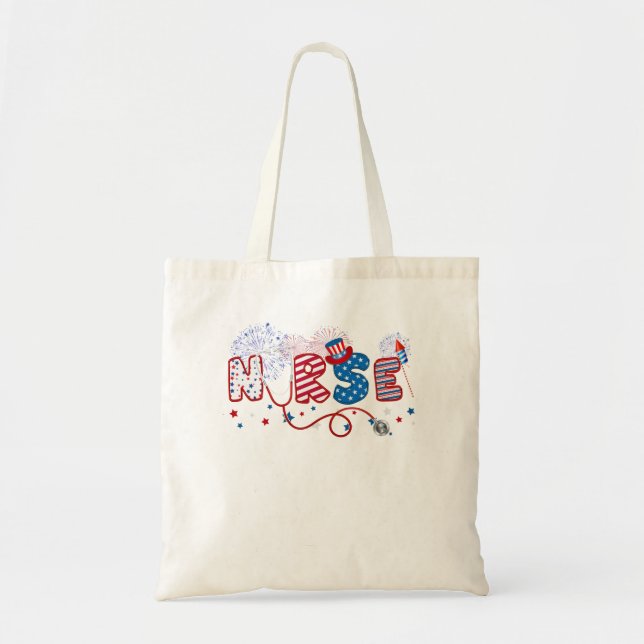 Bolsa Tote Sinalizador EUA de Enfermeiro de Cuidados Críticos (Frente)