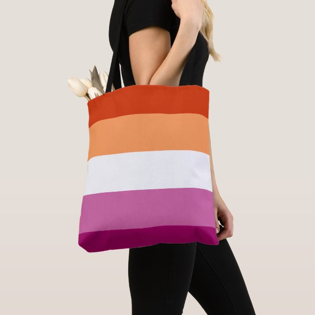 Bolsa Tote Sinalizador LGBTQ do Orgulho Lésbico (Close Up)