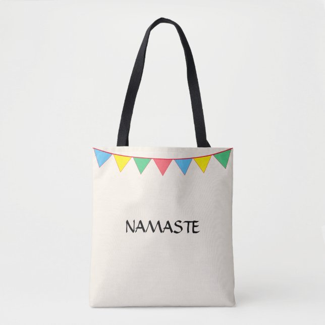 Bolsa Tote Sinalizadores Multicolores de Namaste no Marfim (Frente)