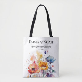 Bolsa Tote Sinfonia de flor selvagem: Primavera aquarela colo