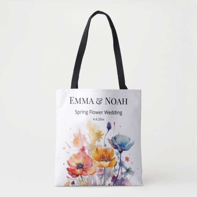 Bolsa Tote Sinfonia de flor selvagem: Primavera aquarela colo (Frente)