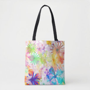 Bolsa Tote Sinfonia Floral de Cores Aquáticas Vibrantes