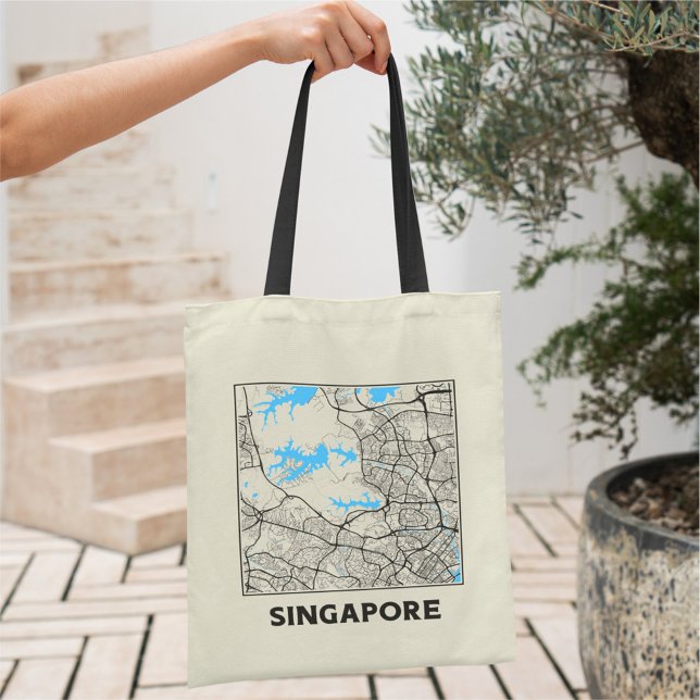 Bolsa Tote Singapore City Map Tote Bag (Criador carregado)