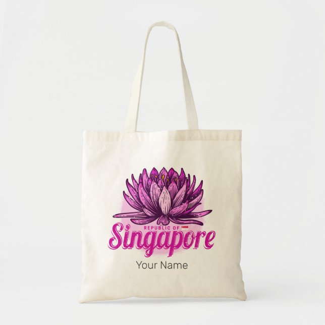 Bolsa Tote Singapura Lotus Flag Vintage Holiday Souvenir (Frente)