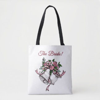 Bolsa Tote Sinos de casamento cor-de-rosa A noiva